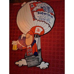 BUD MAN Budweiser Beer Peace Sign Sticker Decal Cape 1970's